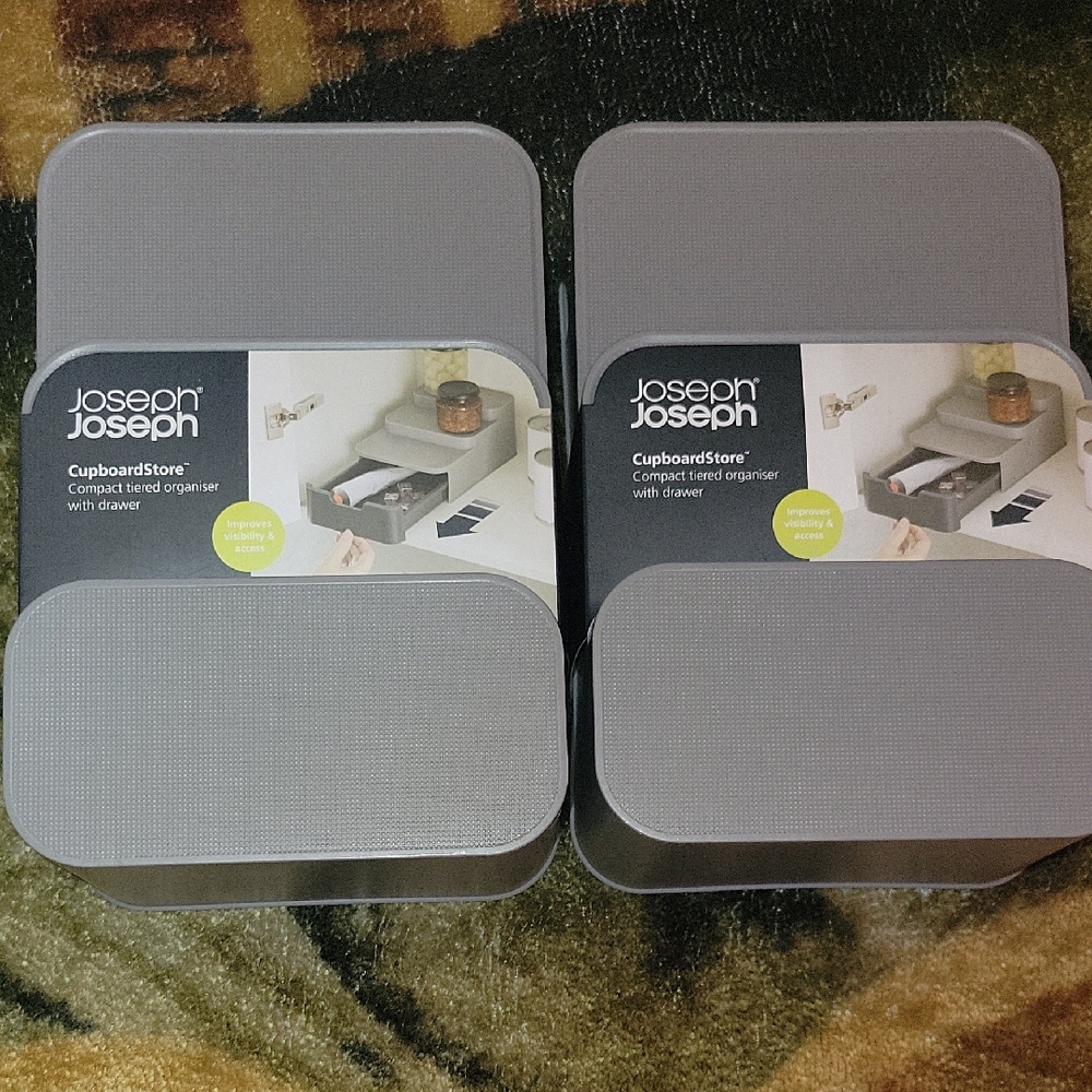 2 Joseph Joseph Gray Cupboard Organizers